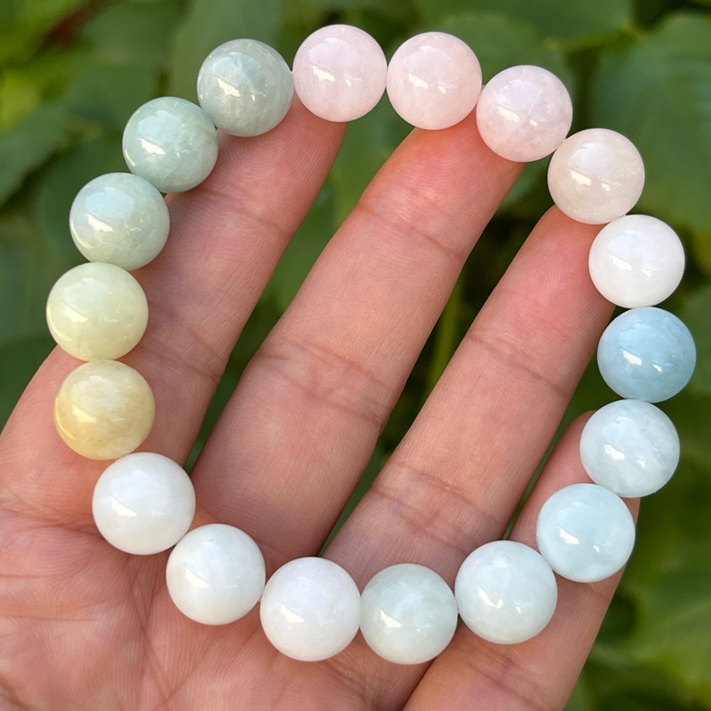 12mm stretchable morganite‎ bracelet